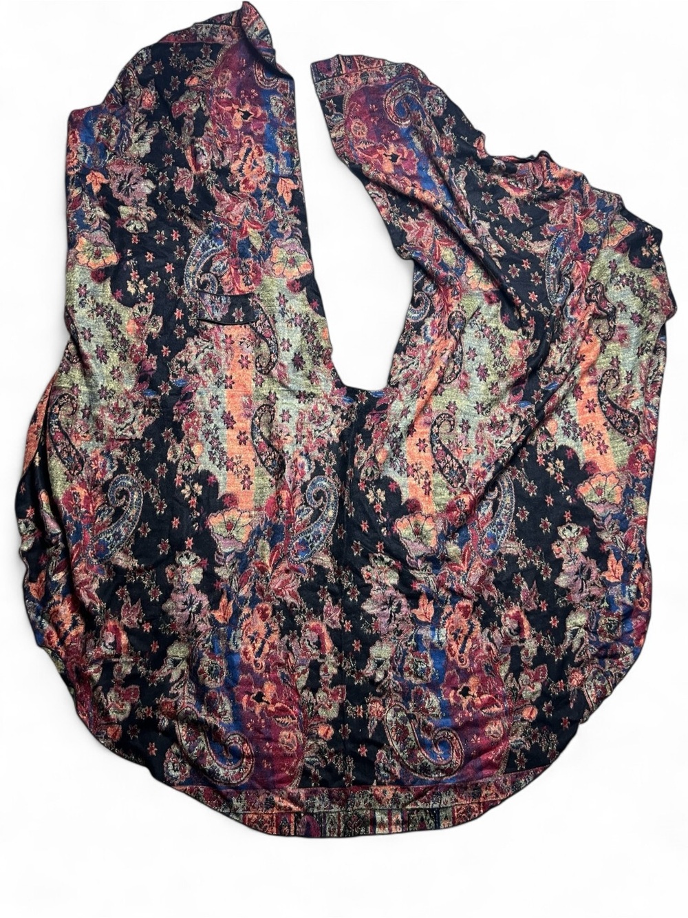 100% Cashmere Paisley Witchy Shawl Cape Wrap